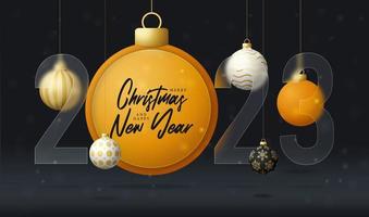 Tischtennis 2023 Neujahrsverkaufsbanner oder Grußkarte. frohes neues jahr und frohe weihnachten sportbanner mit glasmorphismus, glasmorphismus oder glasmorphismus verwischen effekt realistische vektorillustration vektor