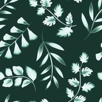 Vintage-Laub nahtloses Muster mit blauen monochromatischen tropischen Blättern und Pflanzen auf pastellfarbenem Hintergrund. sommer hawaiianisch. tropischer Hintergrund. Dschungeldruck. Vektordesign. Naturtapete. Frühling vektor