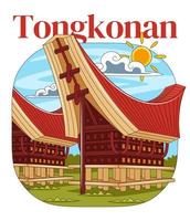 Tongkonan traditionell hus vektor illustration