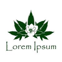 cannabis blad logotyp design vektor inspiration. cannabis med magnolia blomma.