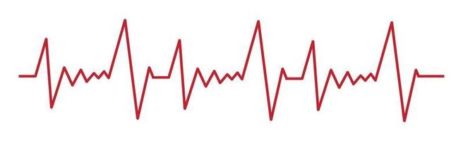 hjärtpuls - böjd röd linje på vit bakgrund, medicinska tester - vektor