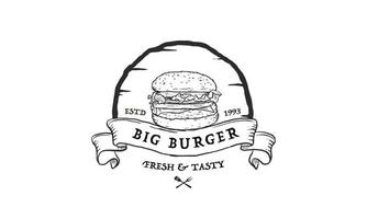 Burger-Stempel mit Logo-Design-Inspiration im Kreislinienstil. Vektor-Illustration vektor