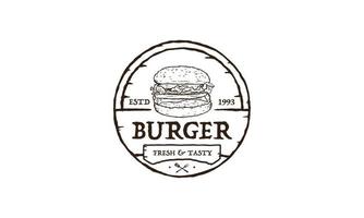 burger stämpel med cirkel linje stil logotyp design inspiration. vektor illustration