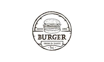 Burger-Stempel mit Logo-Design-Inspiration im Kreislinienstil. Vektor-Illustration vektor