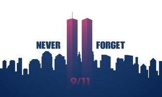 USA aldrig glömma september 11, 2001. hälsning kort, baner, affisch. vektor illustration.