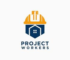 orange hatt byggare konstruktör industri Stöd service reparera projekt arbetare design vektor