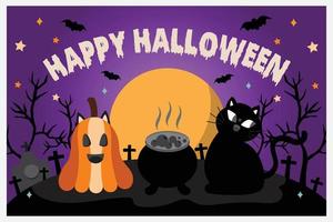 Lycklig halloween bakgrund och baner. platt design. vektor