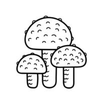 süßer Pilz im Doodle-Stil. Giftpilz, Fliegenpilz, Giftpilz. vektorisolierte handgezeichnete illustration zum ausmalen von seiten, skizze, umriss vektor