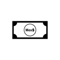 mexico valuta, mxn, mexikansk pesos ikon symbol. vektor illustration