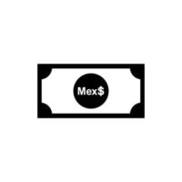 mexico valuta, mxn, mexikansk pesos ikon symbol. vektor illustration