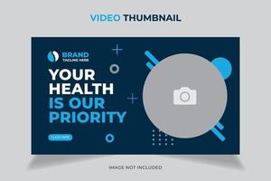 bearbeitbares Video-Thumbnail und Web-Banner-Design. Medizinische Gesundheitsversorgung, Fitnesstraining, Übung anpassbares Video-Thumbnail-Cover-Foto, das für soziale Medien vollständig bearbeitet werden kann. vektor