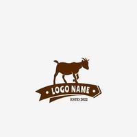 Retro-Vintage-Ziegenfarm-Logo-Design-Vorlage. Ziege. Ziege-Logo. Vintage-Ziege-Logo. vektor