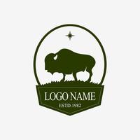 bison amerikan buffel logotyp. årgång bison logotyp. bison silhuett logotyp. bison buffel logotyp bricka emblem tecken isolerat. vektor