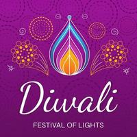 diwali Semester baner. festival av ljus. lila och gul färger. använda sig av för kort, flygblad, affisch, baner, omslag. vektor illustration.