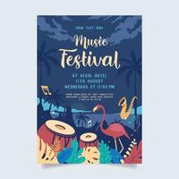 musikpartyfestival im kreativen stil mit modernem formvorlagendesign vektor