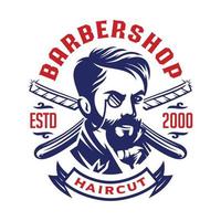 Barbershop viktorianische Gentleman-Label-Logo-Vorlage vektor