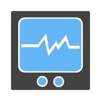 blaues und schwarzes Symbol für EKG-Monitor-Glyphe vektor