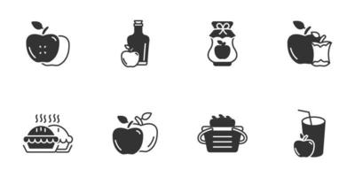 äpple ikoner uppsättning . äpple packa symbol vektor element för infographic webb