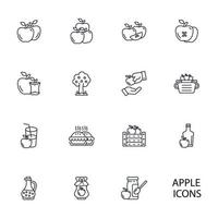 äpple ikoner uppsättning . äpple packa symbol vektor element för infographic webb