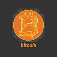 Bitcoin-Symbol mit digitaler Punktform vektor