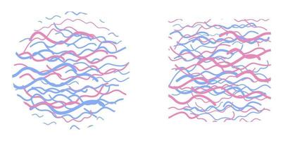 blå och rosa böjd rader inskriven i cirkel och fyrkant. vektor