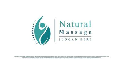 Chiropraktik-Logo-Design für Naturmassage-Therapie-Icon-Logo mit kreativem Element-Premium-Vektor vektor