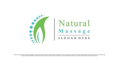 Chiropraktik-Logo-Design für Naturmassage-Therapie-Icon-Logo mit kreativem Element-Premium-Vektor vektor