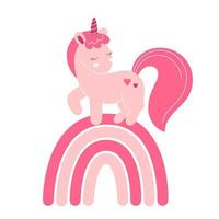 süßes feenhaftes Einhorn, Kinderzimmerdekor, Babykleidungsdruck, Poster. vektorillustration im flachen stil lokalisiert auf weißem hintergrund, kindcharakter, pony, pferd vektor