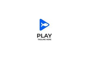 Flat Play Fish Media Logo Design Vektor Illustration Idee