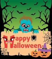 Halloween-Hintergrundkarte mit Zombie vektor