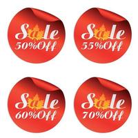 Herbst-Sale-Sticker-Set 50, 55, 60, 70 Prozent Rabatt vektor