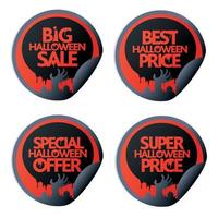 halloween försäljning uppsättning klistermärken med zombie hand vektor