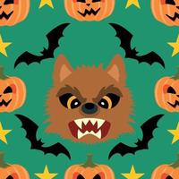 Halloween-Hintergrund nahtlos mit Werwolf vektor