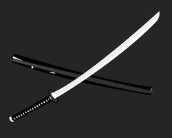 Japanisches Katana auf schwarzem Hintergrund vektor