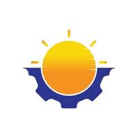 Sonnenrad-Vektor-Logo-Design. Logo-Konzept für Solarpanel-Technologie. vektor