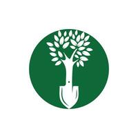 Schaufel-Baum-Vektor-Logo-Design. Logo-Design-Vorlage für grüne Gartenumgebung. vektor