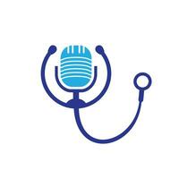 Arzt-Podcast-Vektor-Logo-Design. stethoskop und mikrofonillustrationssymbol. vektor