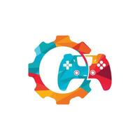 Gamepad-Reparatur-Vektor-Logo-Design-Vorlage. Ausrüstung mit Konsolensymbol-Vektor-Logo-Design. vektor