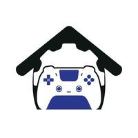Videospiel-Reparatur-Vektor-Logo-Design-Vorlage. Gamepad mit Zahnradsymbol-Vektordesign. vektor