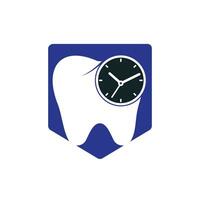 dental tid vektor logotyp design mall. mänsklig tand och klocka ikon design.