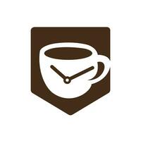 Kaffeezeit-Vektor-Logo-Design. Kaffeetassen-Stechuhr-Konzeptdesign. vektor