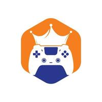 spel kung vektor logotyp design. gamepad med krona vektor ikon design.