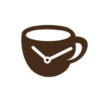 Kaffeezeit-Vektor-Logo-Design. Kaffeetassen-Stechuhr-Konzeptdesign. vektor