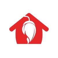 Chili-Haus-Vektor-Logo-Design. Logo-Konzeptvektor für warme Speisen. Symbol für scharfes Chili. vektor