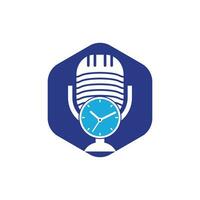 Podcast-Zeit-Vektor-Logo-Design-Vorlage. vektor