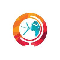 Zeit-Welt-Vektor-Logo-Design-Vorlage. Zeitplanetensymbol oder -symbol. vektor