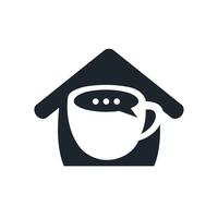 Kaffee-Talk-Vektor-Logo-Design. Kaffeetasse mit Bubble-Chat-Icon-Vektordesign. vektor