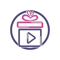 Geschenk-Video-Logo-Template-Design. vektor