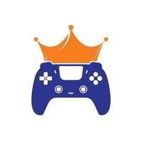Game King-Vektor-Logo-Design. Gamepad mit Kronenvektor-Icon-Design.