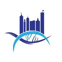 DNA-Stadt-Vektor-Logo-Design. vektor